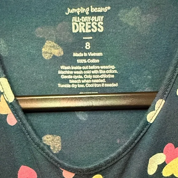 Jumping Beans Dress Blue with Colorful Heart Print Kids 8 - Picture 3 of 4